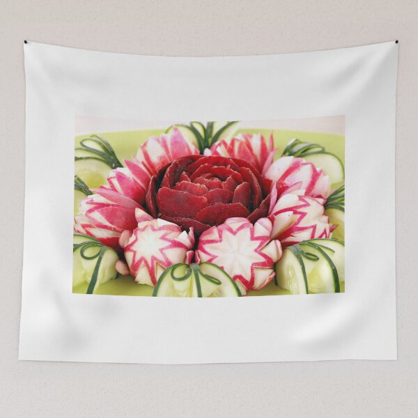 Item preview, cucumber radish and beet decorated salad like flower closeup designed and sold by goceris.
