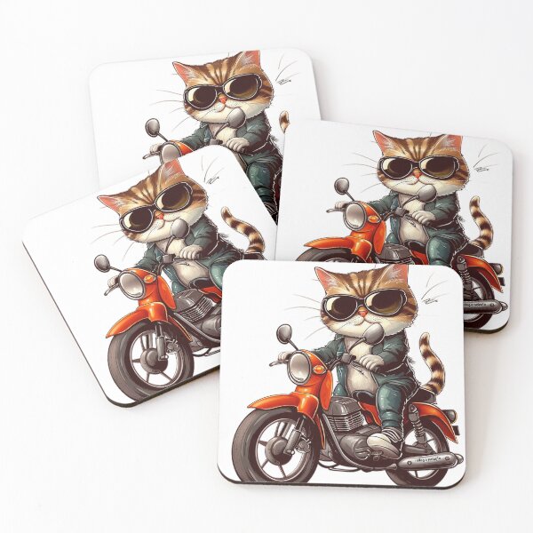Item preview, CUTE CAT Riding a Motorcycle: Feline Adventure designed and sold by pickaxflapper0p.