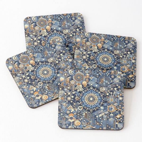 Item preview, Nanotech Azure: Blue and Gold Nanotechnology Pattern designed and sold by LyssasMindArt.