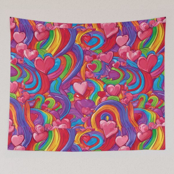 Item preview, Colourful hearts on coloured background designed and sold by Vilemo.