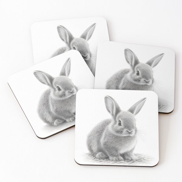 Item preview, Black and white Rabbit pencil drawing designed and sold by Pencil-Art.