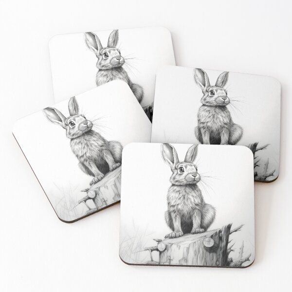 Item preview, Black and white Rabbit pencil drawing designed and sold by Pencil-Art.