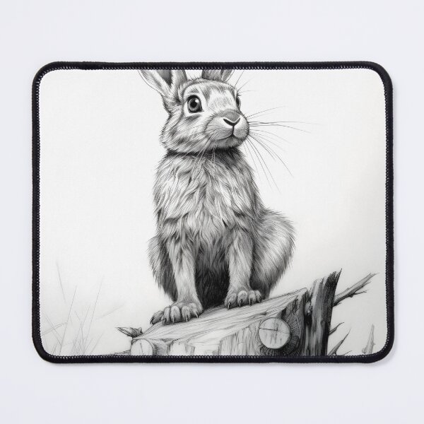 Item preview, Black and white Rabbit pencil drawing designed and sold by Pencil-Art.