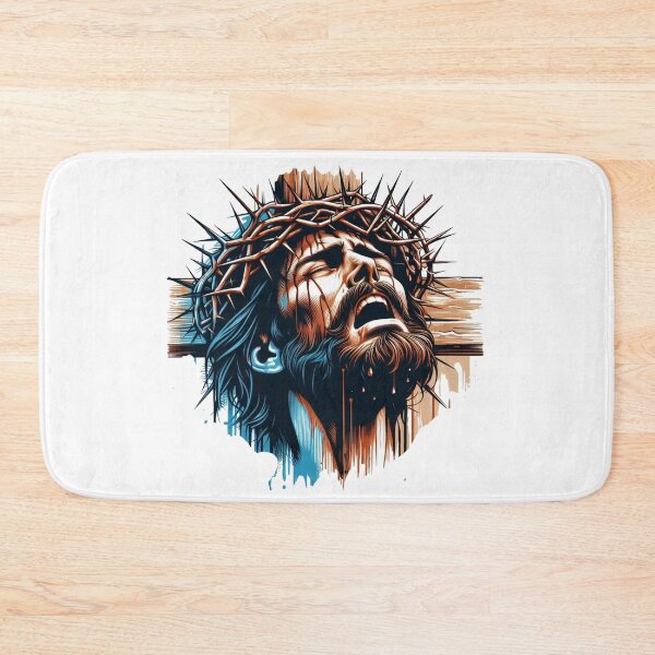 Item preview, " Jesus, wearing a crown of thorns on the cross, cries out loudly once again, and his soul departs." designed and sold by PaintMeWorld.