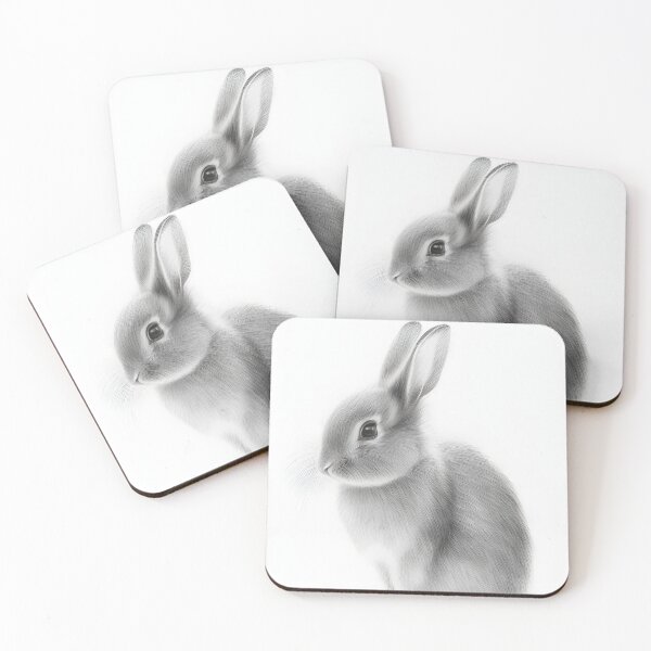 Item preview, Black and white Rabbit pencil drawing designed and sold by Pencil-Art.