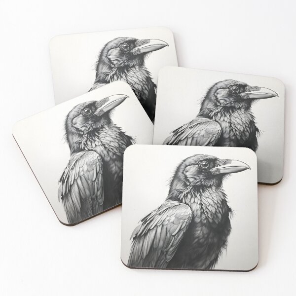 Item preview, Black and white Raven pencil drawing designed and sold by Pencil-Art.