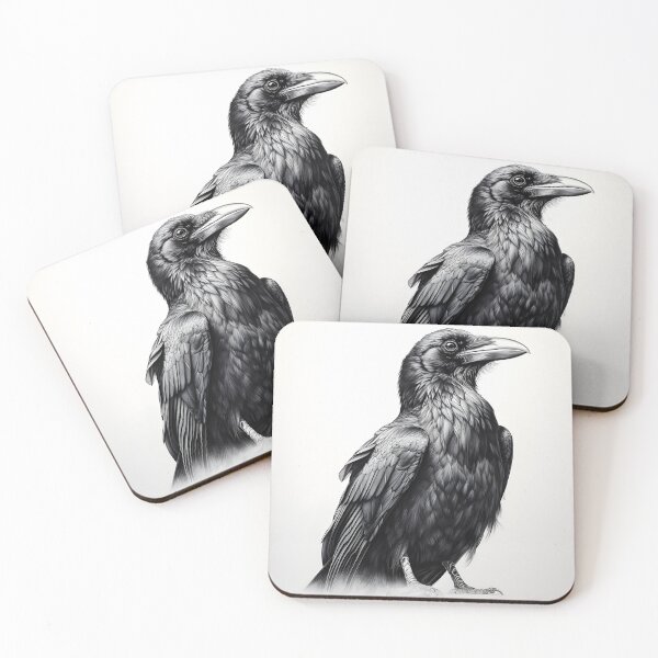 Item preview, Black and white Raven pencil drawing designed and sold by Pencil-Art.
