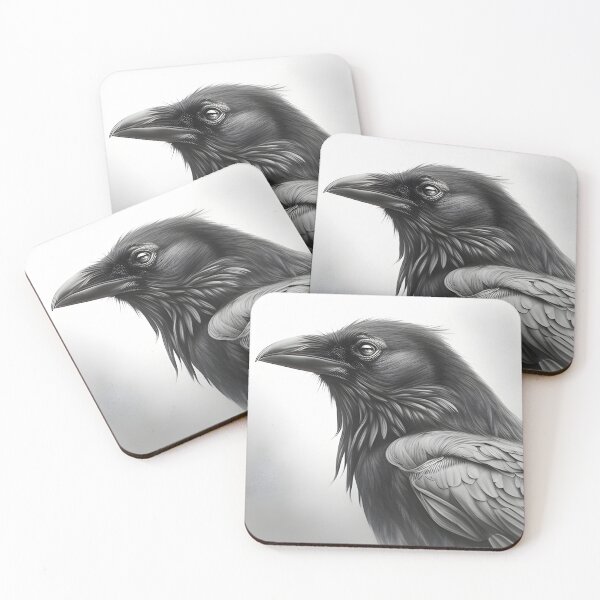 Item preview, Black and white Raven pencil drawing designed and sold by Pencil-Art.