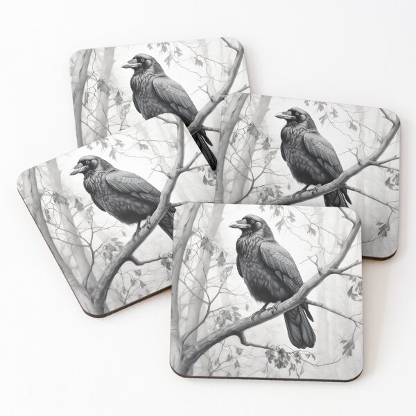 Item preview, Black and white Raven pencil drawing designed and sold by Pencil-Art.