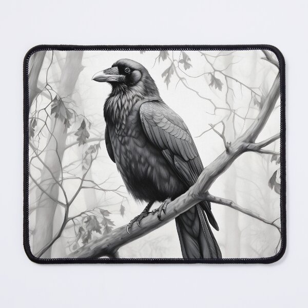 Item preview, Black and white Raven pencil drawing designed and sold by Pencil-Art.
