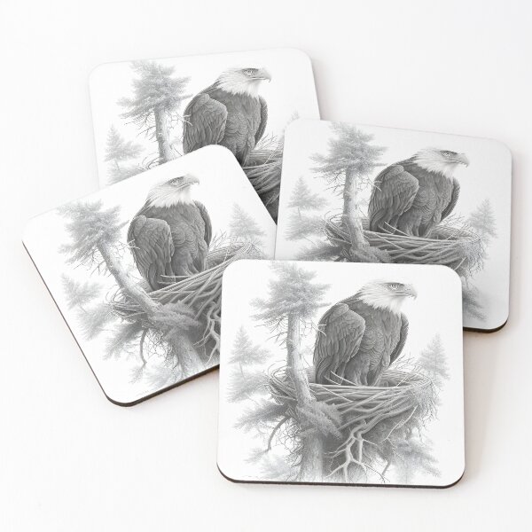 Item preview, Pencil drawn Bald Eagla High Quality Black and White Design designed and sold by Pencil-Art.