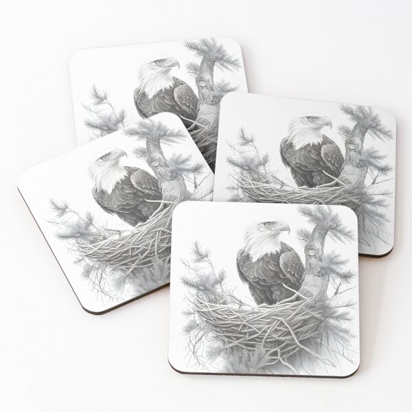 Item preview, Pencil drawn Bald Eagla High Quality Black and White Design designed and sold by Pencil-Art.