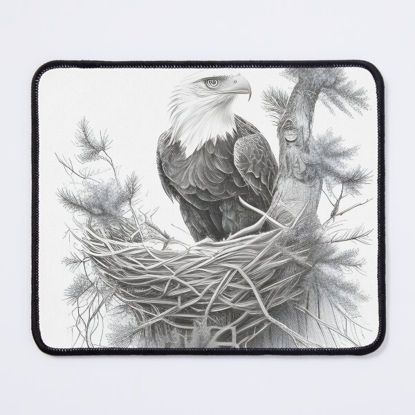 Item preview, Pencil drawn Bald Eagla High Quality Black and White Design designed and sold by Pencil-Art.