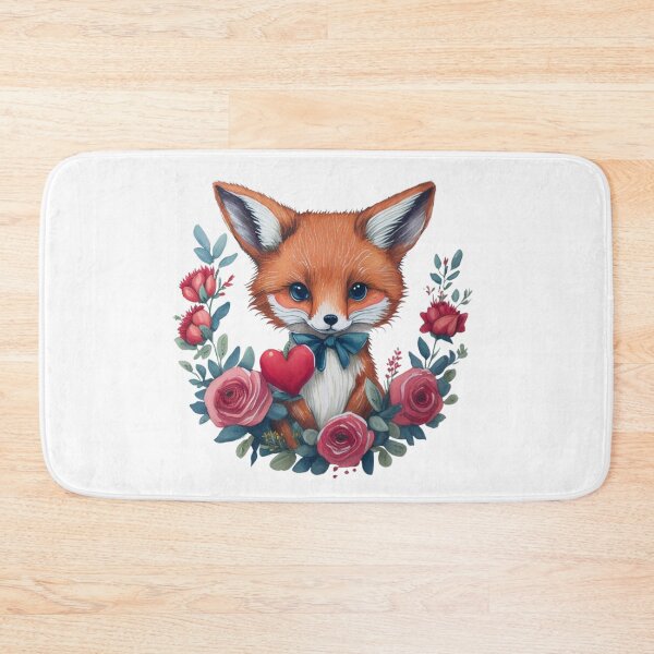 Item preview, Cute, enamored little fox with a red heart in a rose wreath - small portrait in vintage style. designed and sold by SaraSumi.
