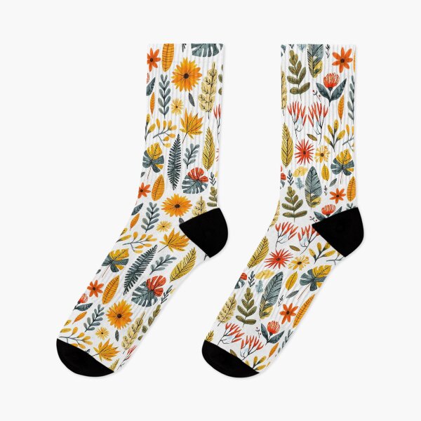 Item preview, Colorful Leaves and Flowers, Illustrative and Warm Pattern designed and sold by celiacreatec.