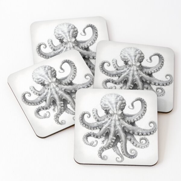Item preview, Black and white Octopus pencil drawing designed and sold by Pencil-Art.