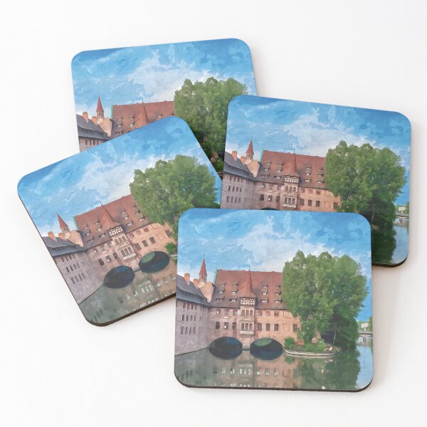 Item preview, Medieval buildings on the river Pegnitz in Nuremberg in watercolor designed and sold by Intermundium.