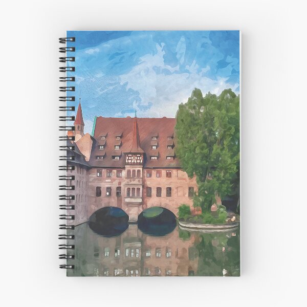 Item preview, Medieval buildings on the river Pegnitz in Nuremberg in watercolor designed and sold by Intermundium.