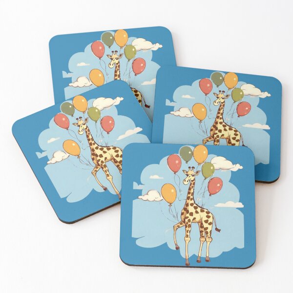 Item preview, Funny  graceful giraffe soaring through the sky with baloons ,safari animals , designed and sold by kozlebozle007.