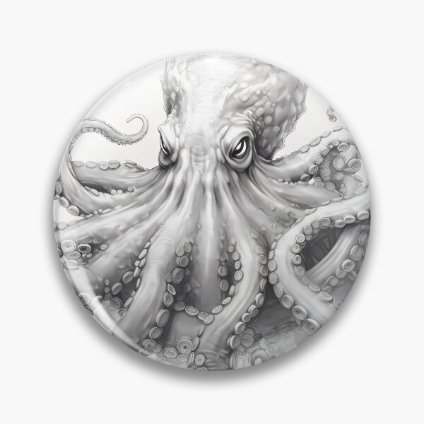 Item preview, Black and white Octopus pencil drawing designed and sold by Pencil-Art.