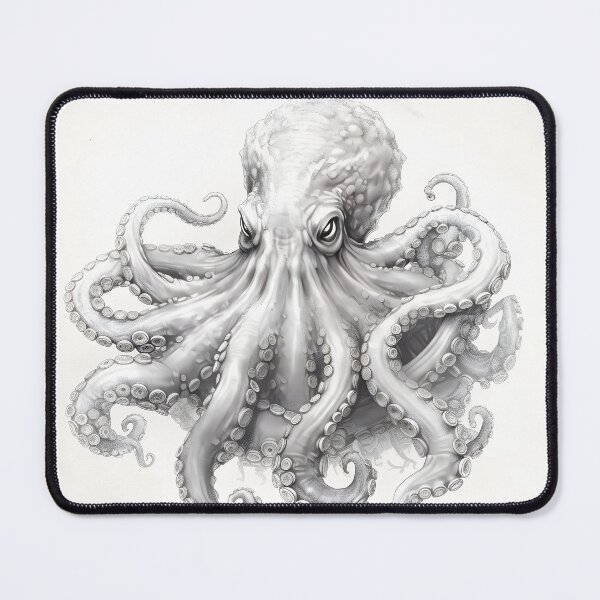 Item preview, Black and white Octopus pencil drawing designed and sold by Pencil-Art.