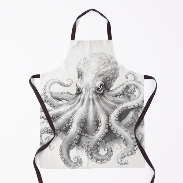Item preview, Black and white Octopus pencil drawing designed and sold by Pencil-Art.