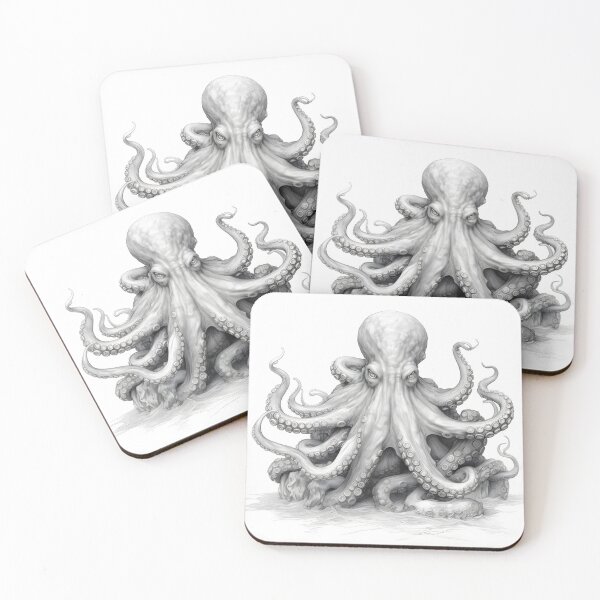 Item preview, black and white Octopus pencil drawing designed and sold by Pencil-Art.