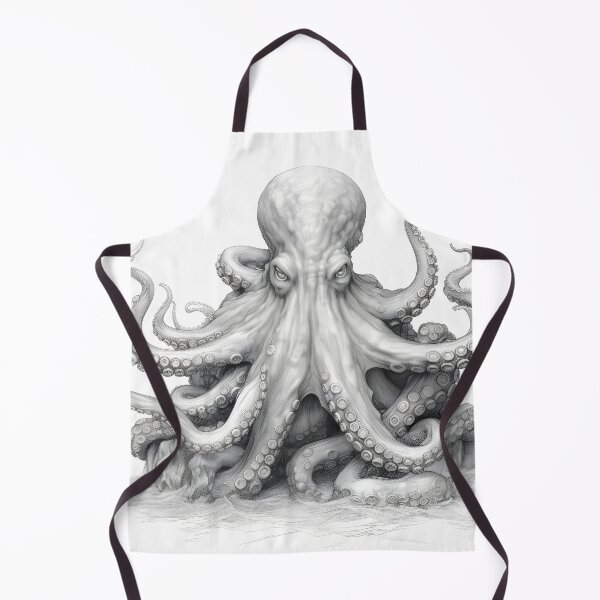Item preview, black and white Octopus pencil drawing designed and sold by Pencil-Art.