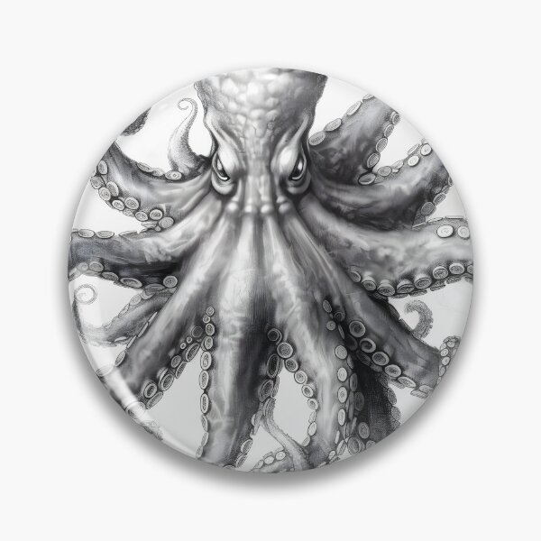 Item preview, Black and white Octopus pencil drawing designed and sold by Pencil-Art.