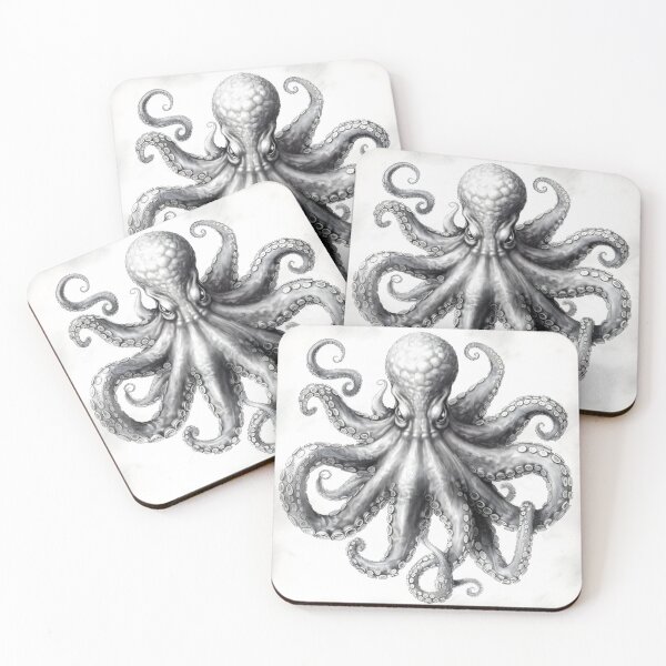 Item preview, Black and white Octopus pencil drawing designed and sold by Pencil-Art.