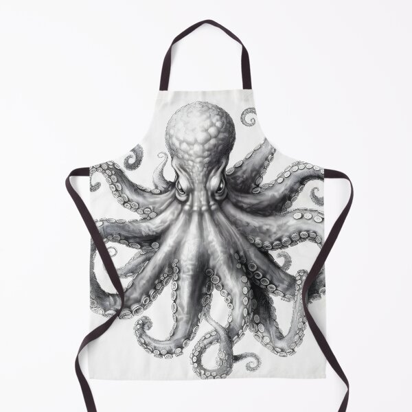 Item preview, Black and white Octopus pencil drawing designed and sold by Pencil-Art.