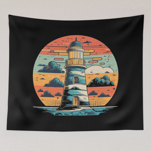 Item preview, Vintage colors sunset and Lighthouse designed and sold by desinganddecor.
