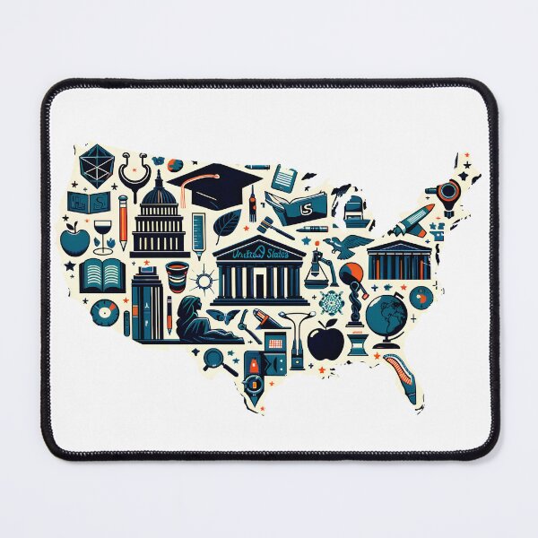 Item preview, Intellectual Pursuits: A Tribute to American Education - Illustrated USA Map Art Print designed and sold by FebricFusion.
