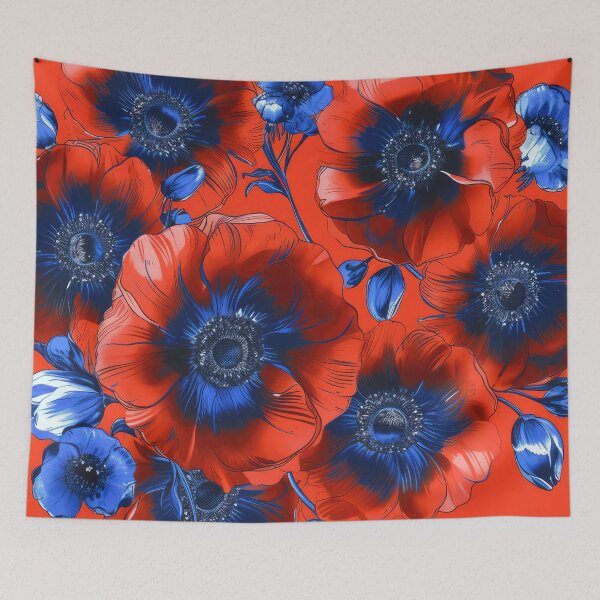 Item preview, Bold Red Anemone Flowers designed and sold by kansaikate.