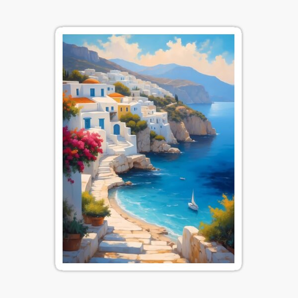 Item preview, Coastal Charm: Grecian Village by the Sea designed and sold by Vitalka-uk.