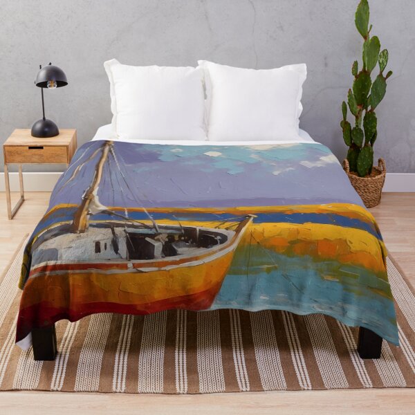 Item preview, Maritime Solitude: Oil Painting of a Lone Sailboat designed and sold by Vitalka-uk.