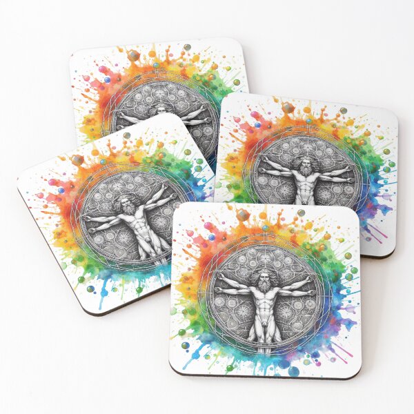 Item preview, Vitruvian Man Part 3 Rainbow Watercolor Splash da Vinci  designed and sold by imakegreattees.