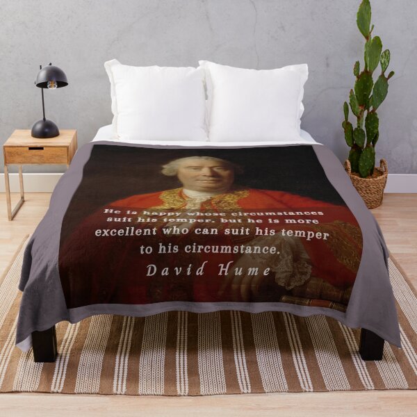 Item preview, David Hume portrait and quote: He is happy whose circumstances suit his temper, but he is more excellent who can suit his temper to his circumstance. designed and sold by artbleed.