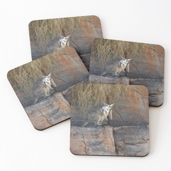 Item preview, A rock wallaby peering over a ledge, with grasses above him. designed and sold by EAnneH.