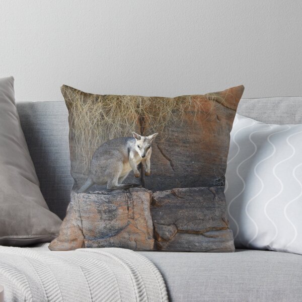 Item preview, A rock wallaby peering over a ledge, with grasses above him. designed and sold by EAnneH.