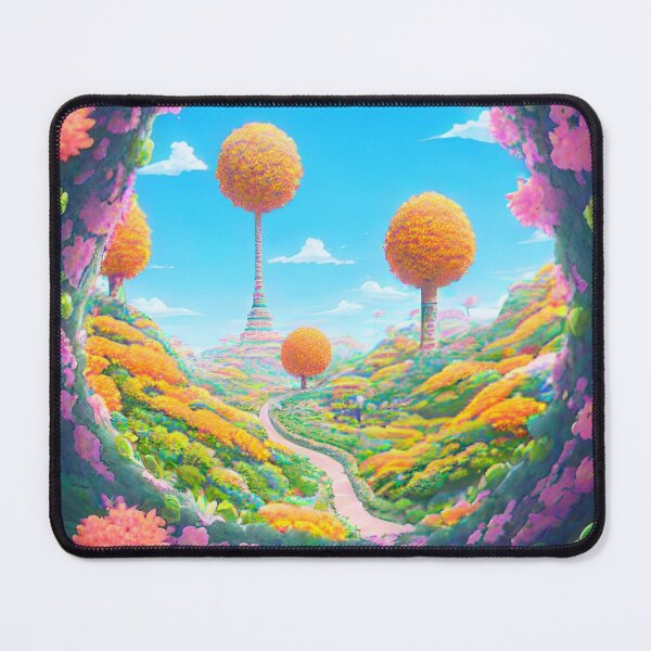 Artikelvorschau, Bunte Frühlings Fantasie Traum Landschaft mit Pink, orange, grün and Pfirsich farben, sowie rot entworfen und verkauft von depthsofthemind.