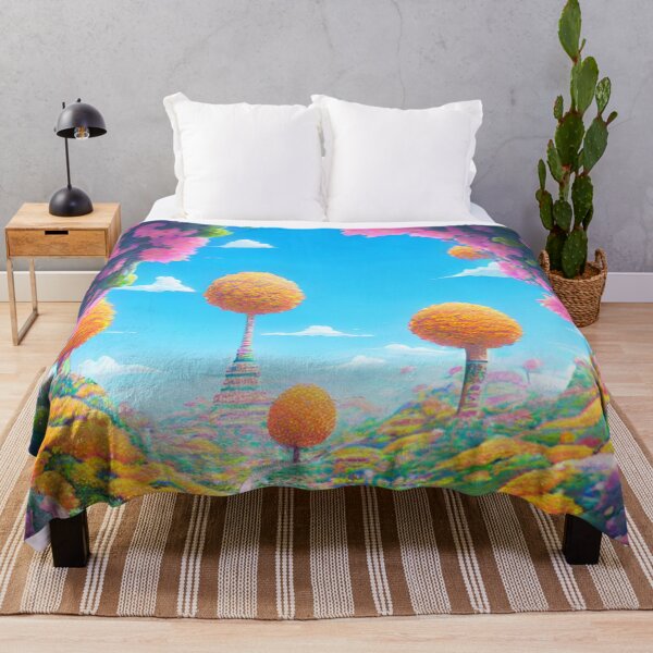 Artikelvorschau, Bunte Frühlings Fantasie Traum Landschaft mit Pink, orange, grün and Pfirsich farben, sowie rot entworfen und verkauft von depthsofthemind.