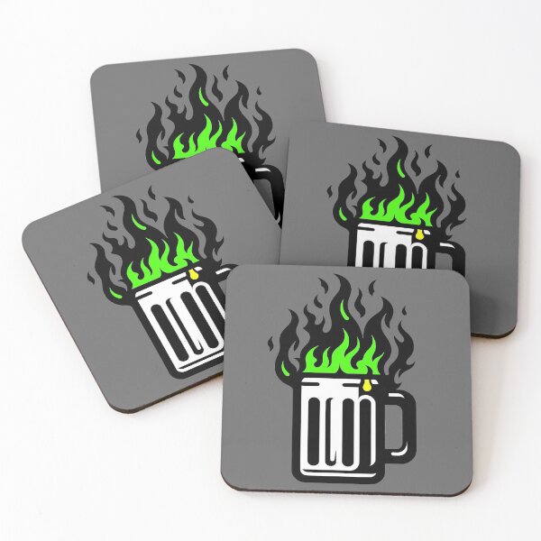 Item preview, Glass Mug on Fire Artistic Green On Gray designed and sold by Andrew Frelas.