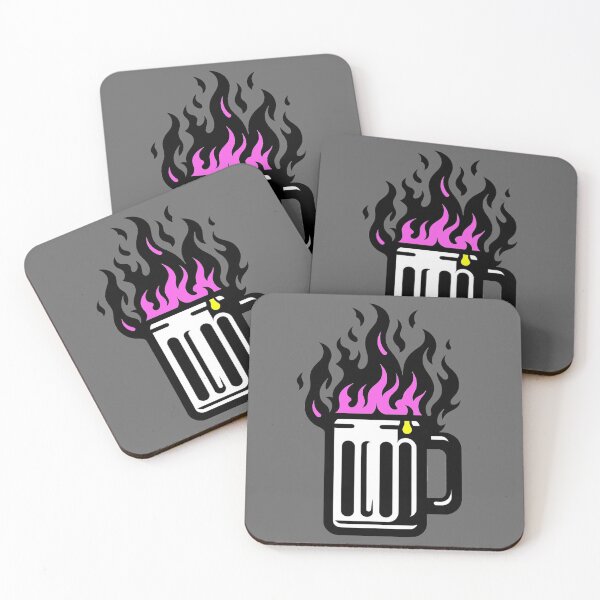 Item preview, Glass Mug on Fire Artistic Pink On Gray designed and sold by Andrew Frelas.