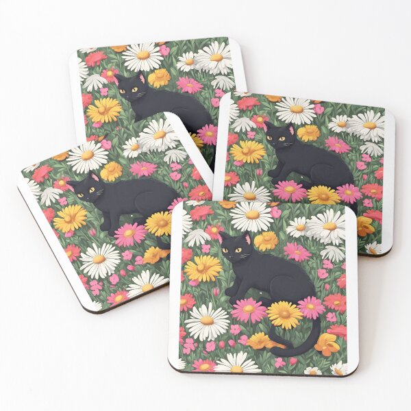 Item preview, Back cat in flowers designed and sold by oilidesing.