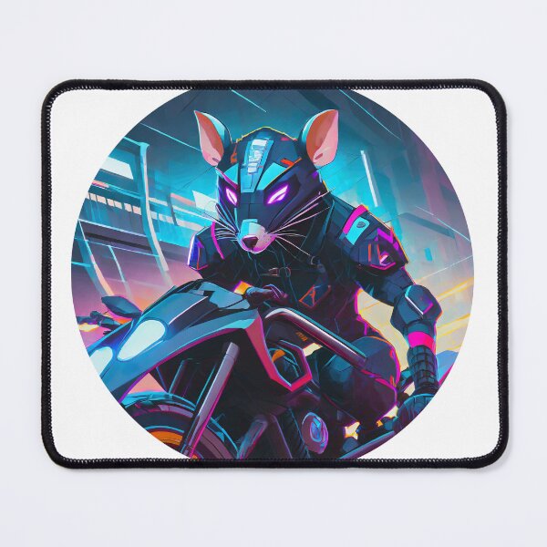 Item preview, Cyberpunk Mouse on a Motorcycle designed and sold by BADESIGNZZ.