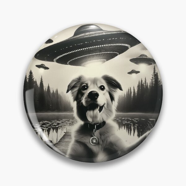 Item preview, Funny Dog selfie with UFO designed and sold by TomFrontierArt.