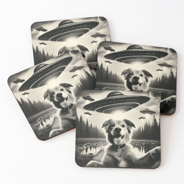 Item preview, Funny Dog selfie with UFO designed and sold by TomFrontierArt.