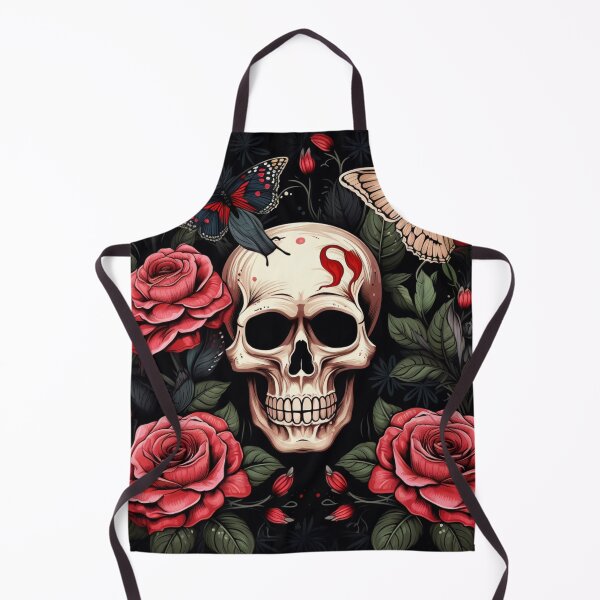 Item preview, gothic skull roses and butterfly designed and sold by DaveMerch.