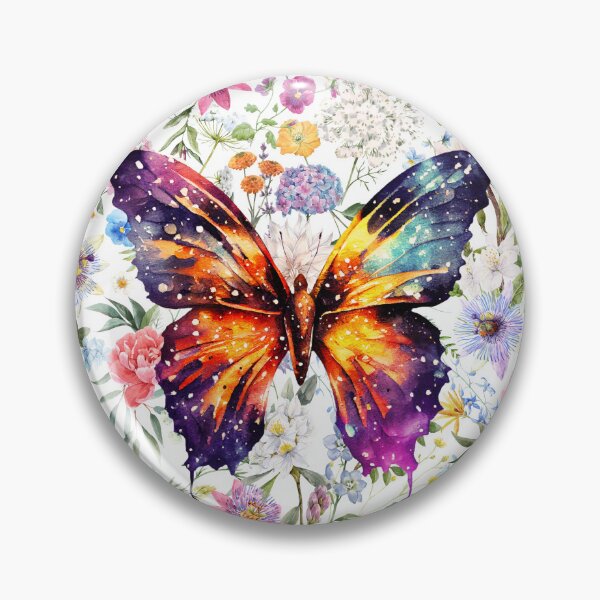 Item preview, a fantastic butterfly on a background of colorful flowers designed and sold by Vilemo.